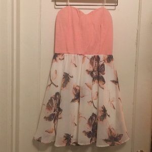 Strapless Pink & Floral Dress